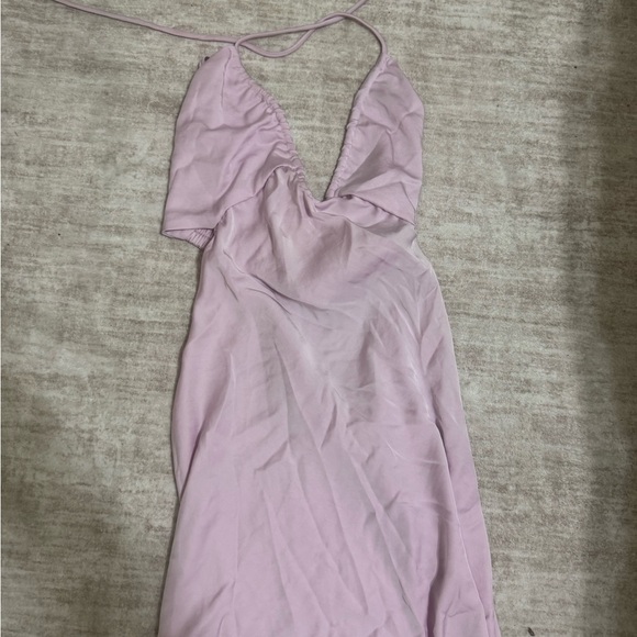 pink lace halter neck dress Lace Halter Asymmetrical Midi Dress – Cotton Candy LA